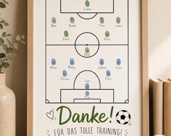 Fußball Trainer Geschenk | Fingerabdruck Poster Fußballmannschaft | DIY Abschiedsgeschenk Trainer | Team Geschenk Kinder Fußball | Download