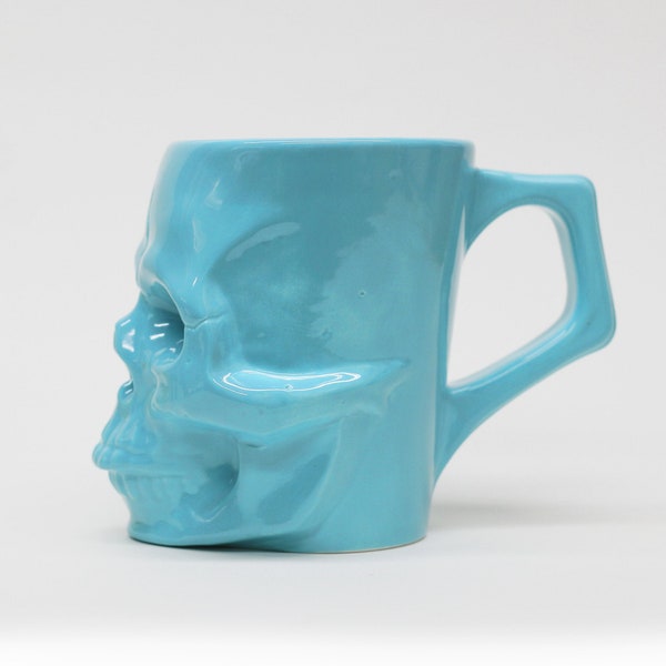 Schädel-Becher - Keramik Schädel-Kaffeebecher - Türkis - Aqua Blau