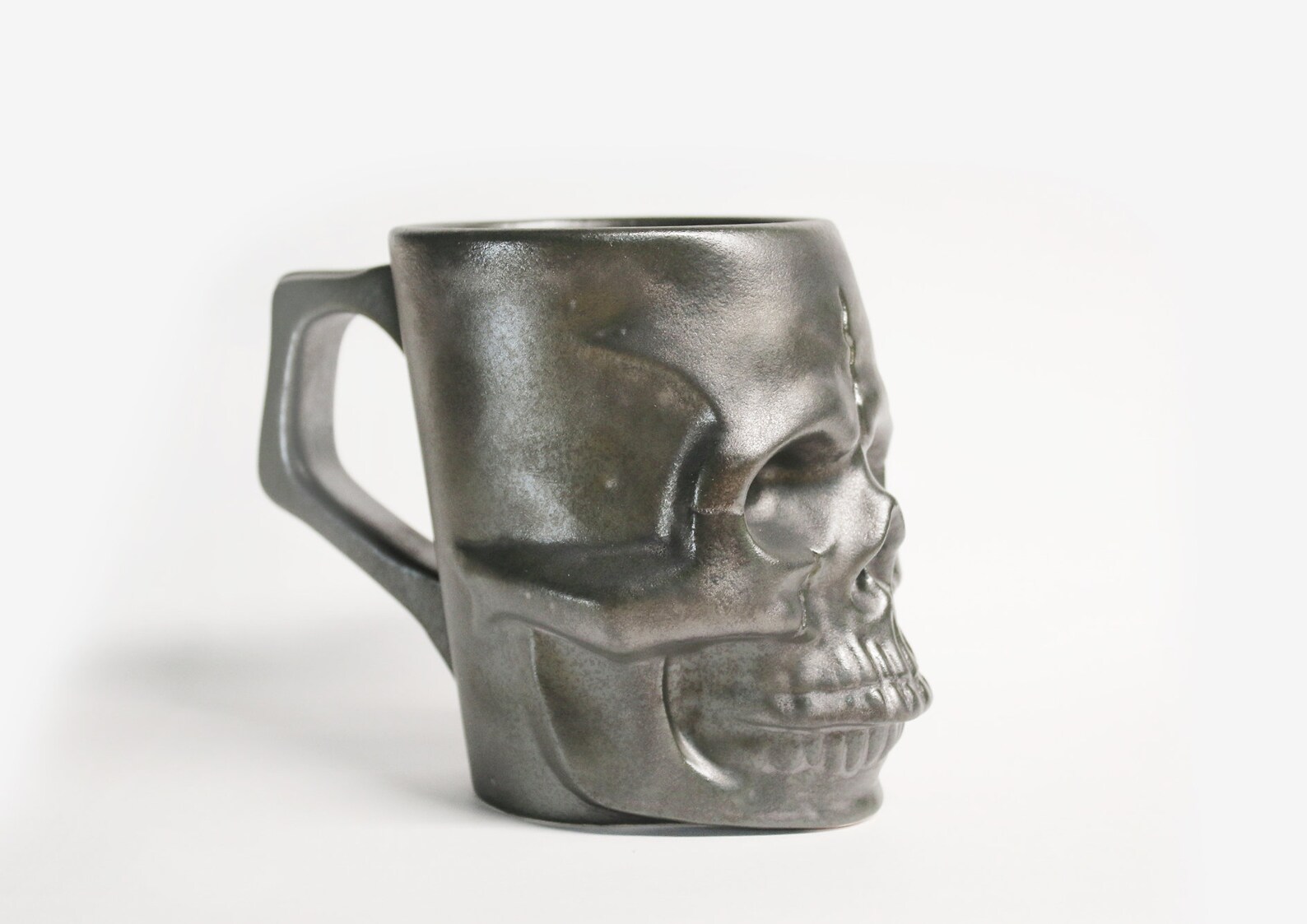 Skull Mug Ceramic Skull Coffee Mug Dark Metallic Etsy