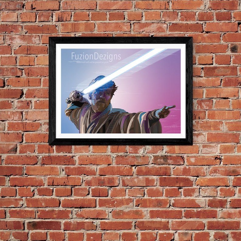 Obi Wan Kenobi Lightsaber Fight Pose Art Print Etsy