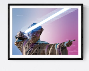 Obi Wan Kenobi, Lightsaber, Fight Pose, Art Print