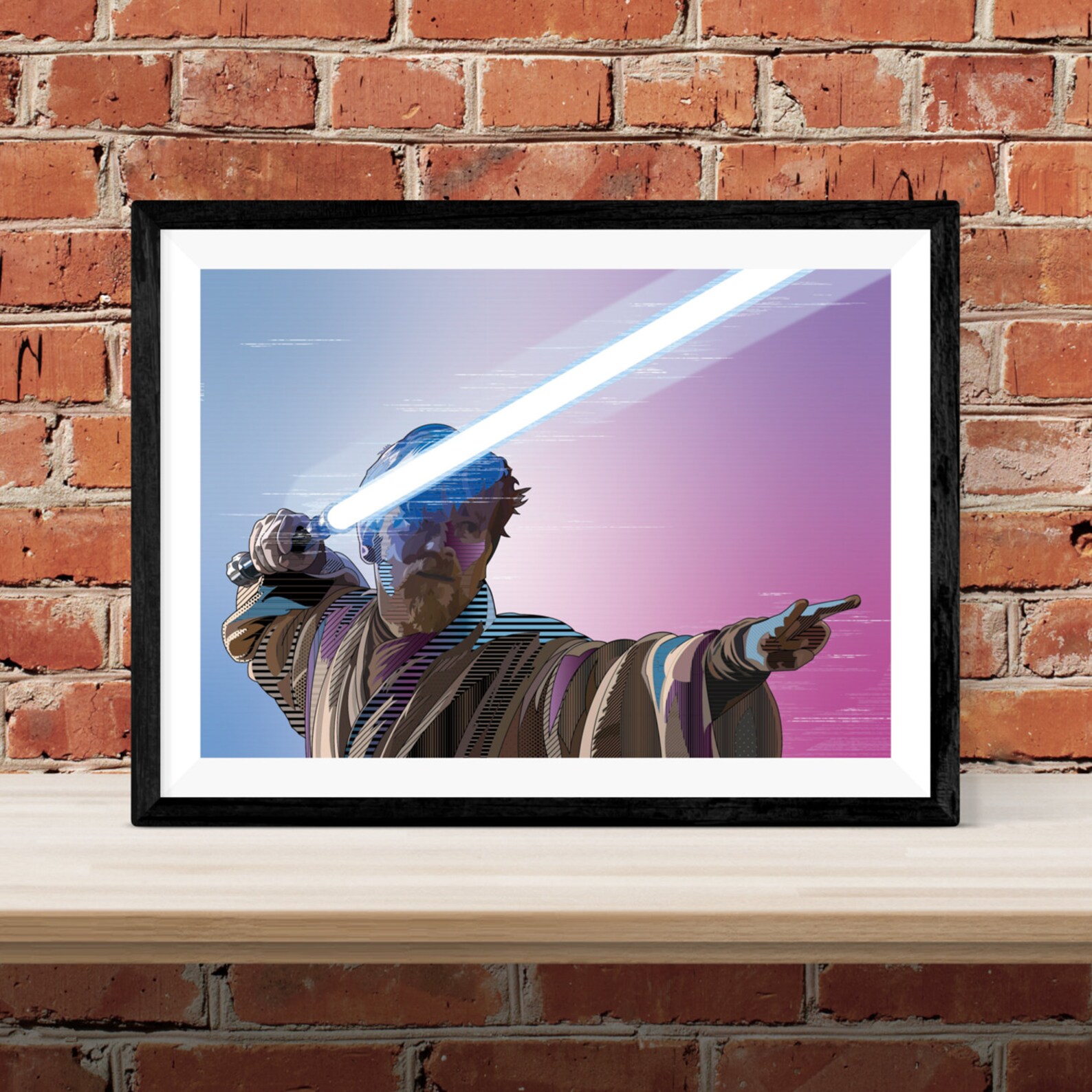 Obi Wan Kenobi Lightsaber Fight Pose Art Print Etsy