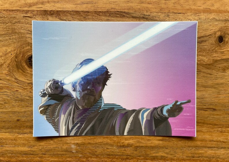 Obi Wan Kenobi Lightsaber Fight Pose Sticker Etsy
