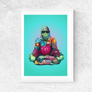 Meditating Gorilla, Graffiti Style, Art Print