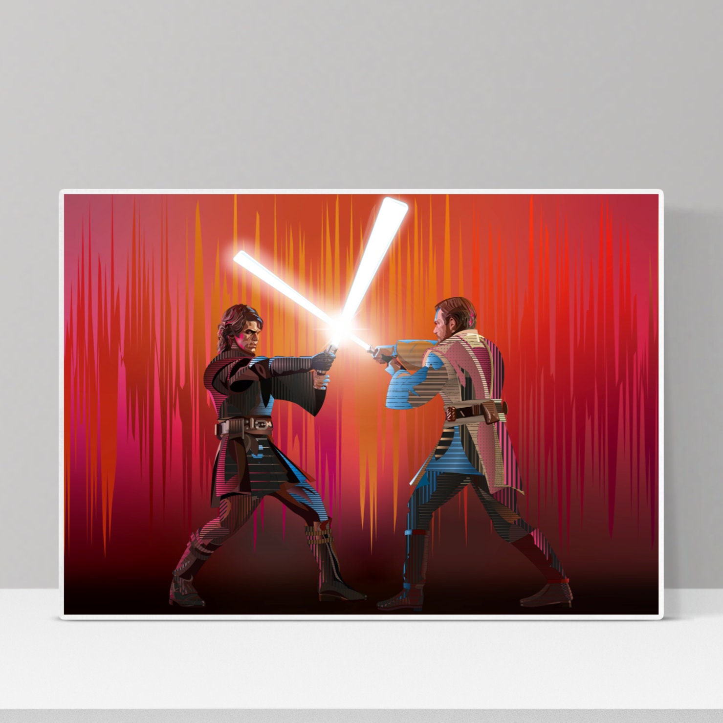Anakin Vs Obi wan Kenobi Battle of the Heroes Mustafar Art Print Etsy Canada