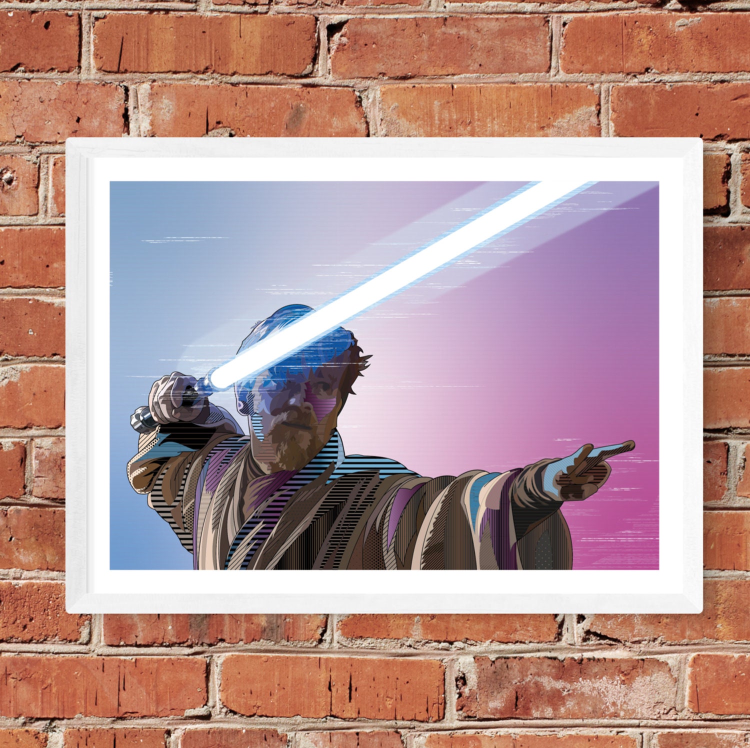 Obi Wan Kenobi Lightsaber Fight Pose Art Print Etsy UK