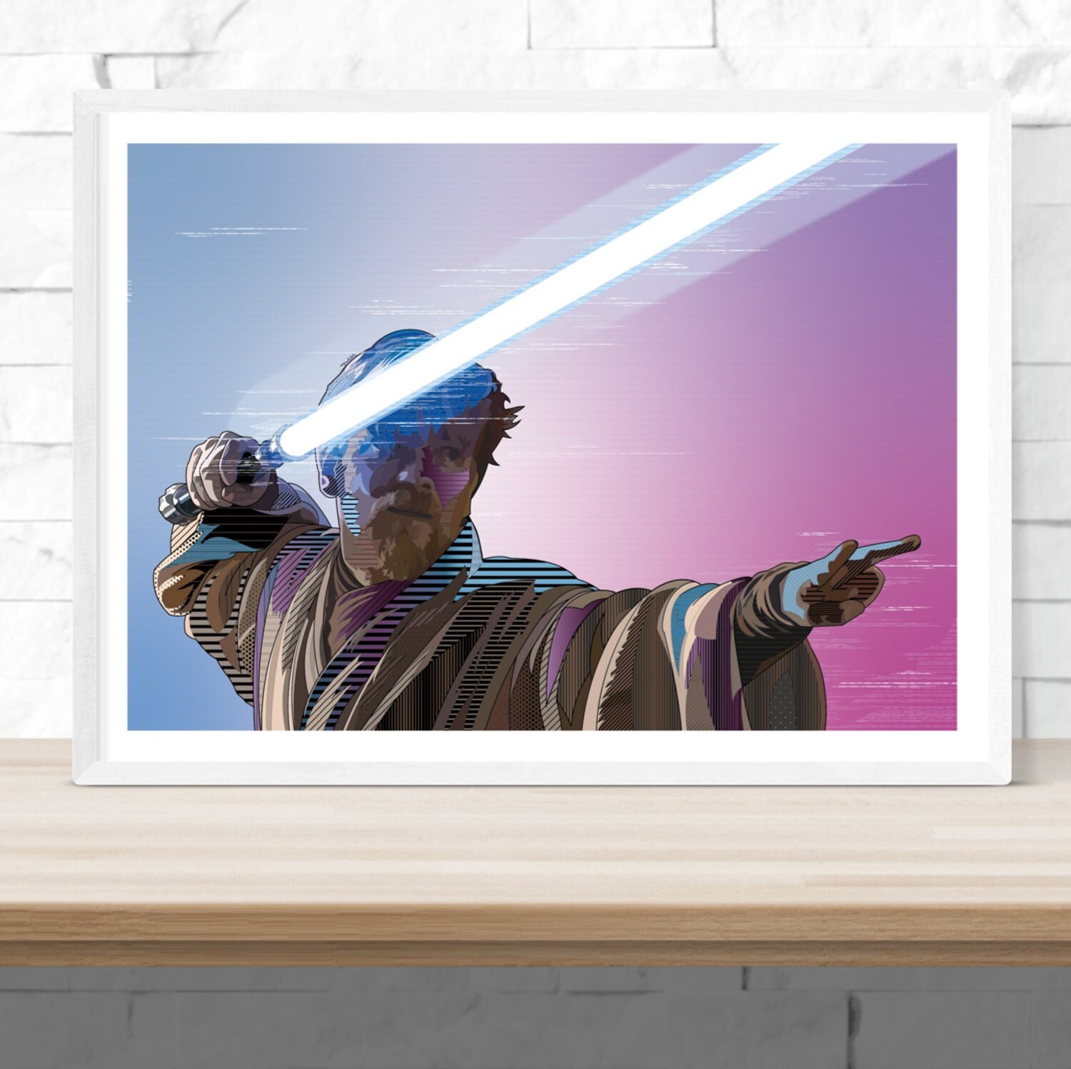 Obi Wan Kenobi Lightsaber Fight Pose Art Print Etsy Australia