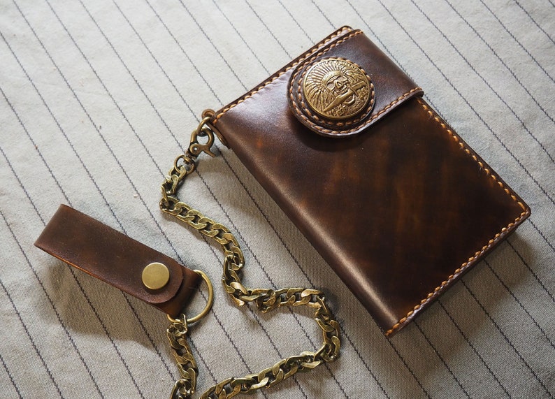 leather skull wallet with chain
