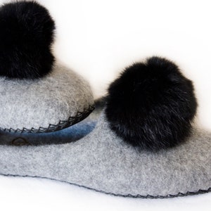 Wide Grey Women Felt Slippers Comfortable Loafers Quality Ladies Mules Eco Friendly Shoes Christmas Guests Warm Comfy Flats Felted Wool MOM