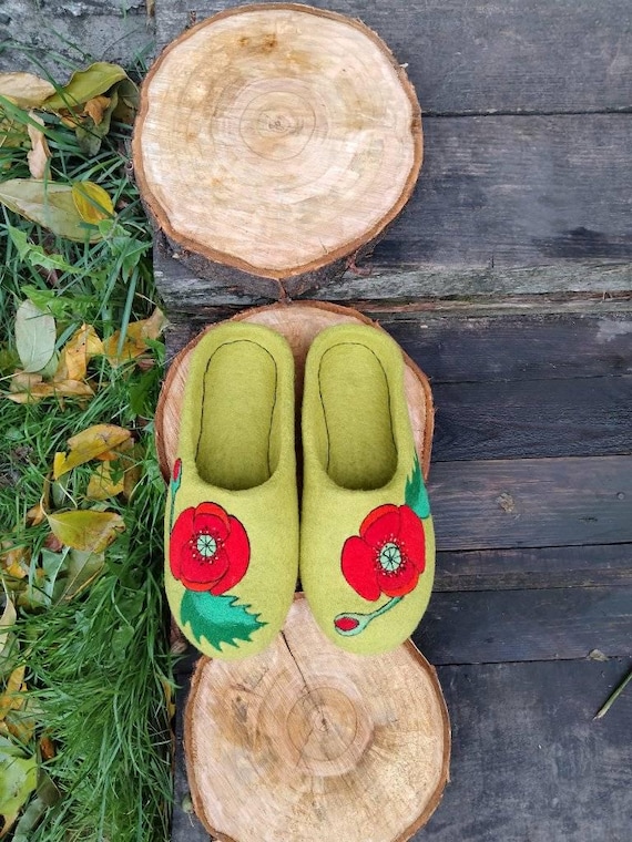 Wool Slippers Felt Clogs Womens Felt Slippers Felt Clogs With