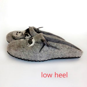 Slippers Felted Women Wool Mom Grandmother Mothers Day Natural Cat and Mouse Felt House Organic Home Gray Shoes Eco Friendly Clogs Pet Lover image 10