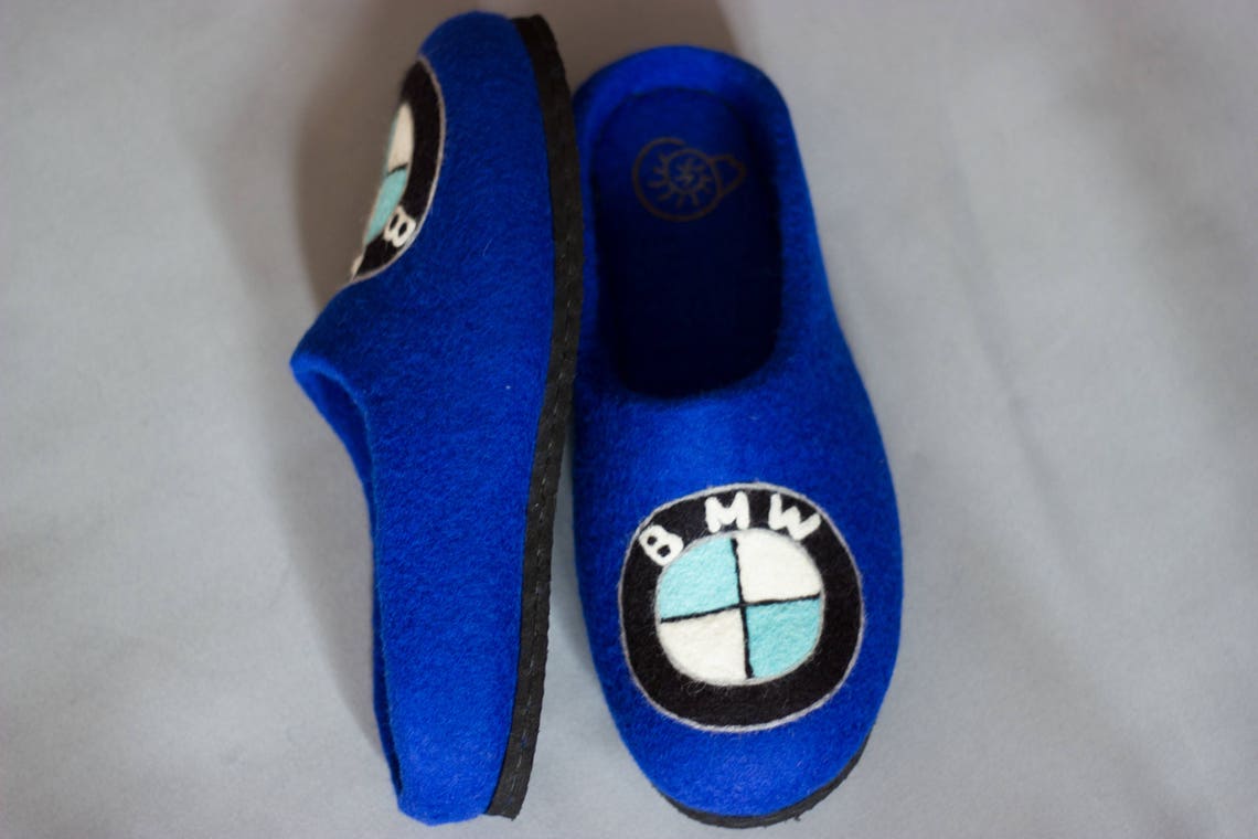 BMW Gift Set Blue Felted Shoes Man Wool Slippers Kit Driver - Etsy