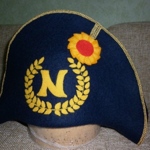 Napoleon Hat Bonaparte French Bicorne Military Cap Sauna Felted 19th Century Costume Gold Trim Spa Wool Man Traditional Gift Him Headwear