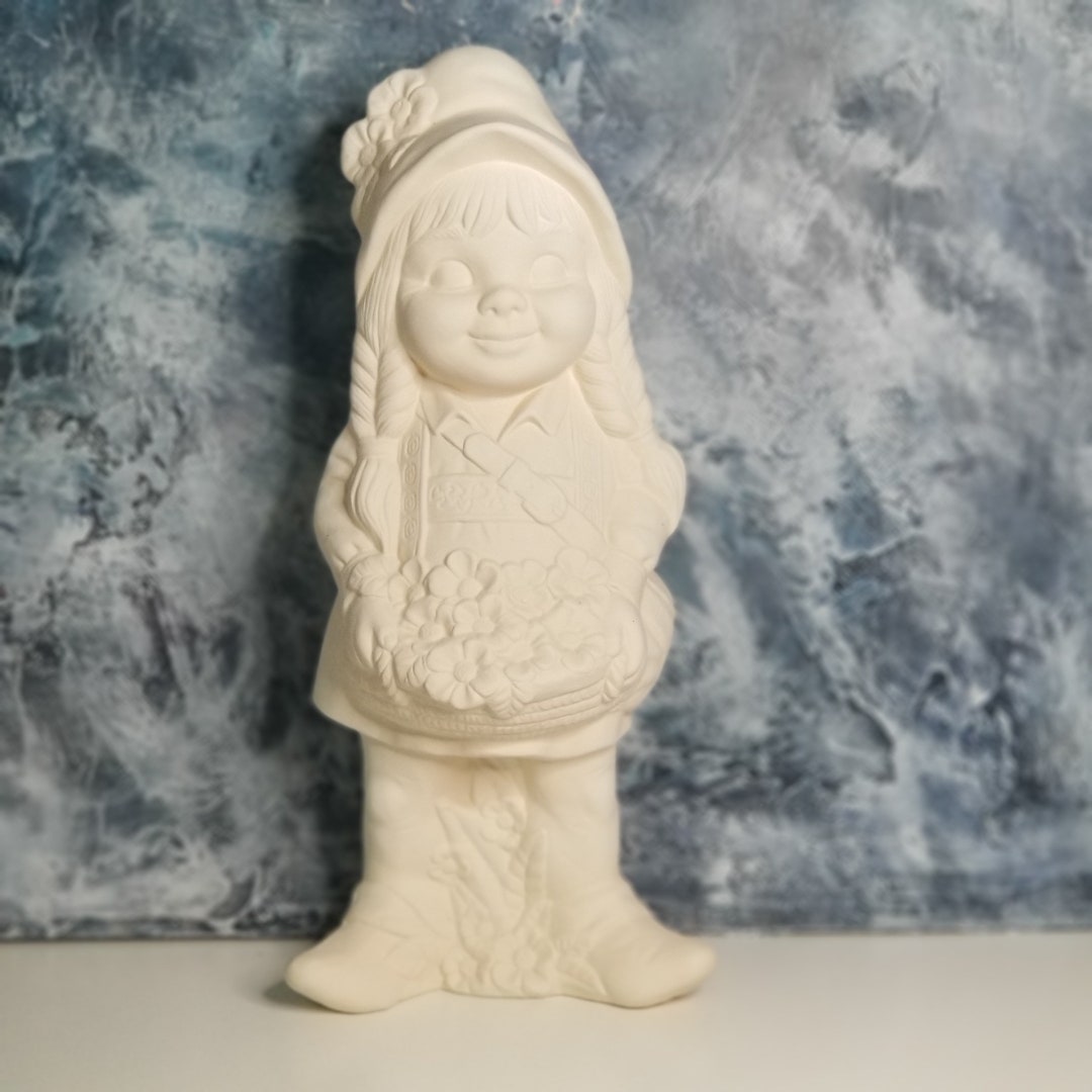 Bisque Céramique à Peindre – Gnome Helga Endormie – Prêt à Décorer