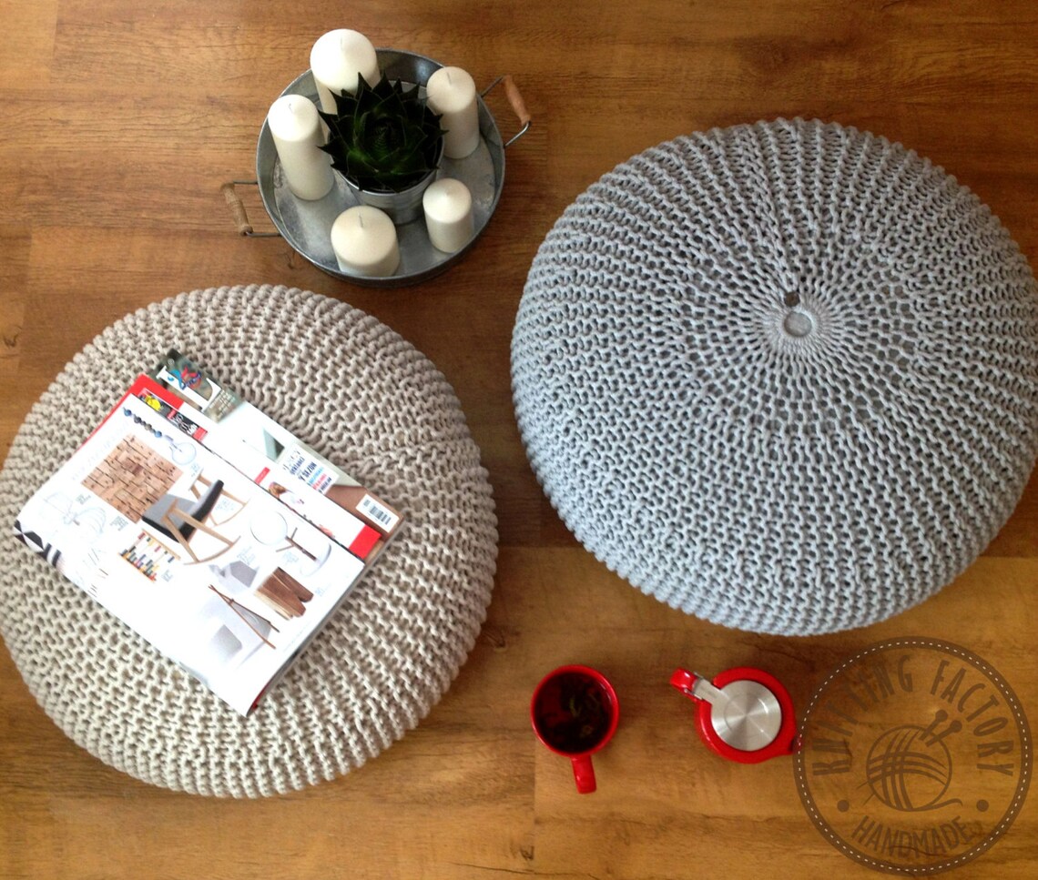 Knitted pouf. Stop time sit down and have a rest. Etsy