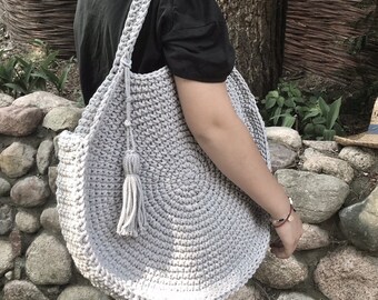 Circle Boho Crochet Bag ,Crochet woman bag , gypsy style bag BOHO tote Beach bag  Summer bohemian bag  Shoulder bag