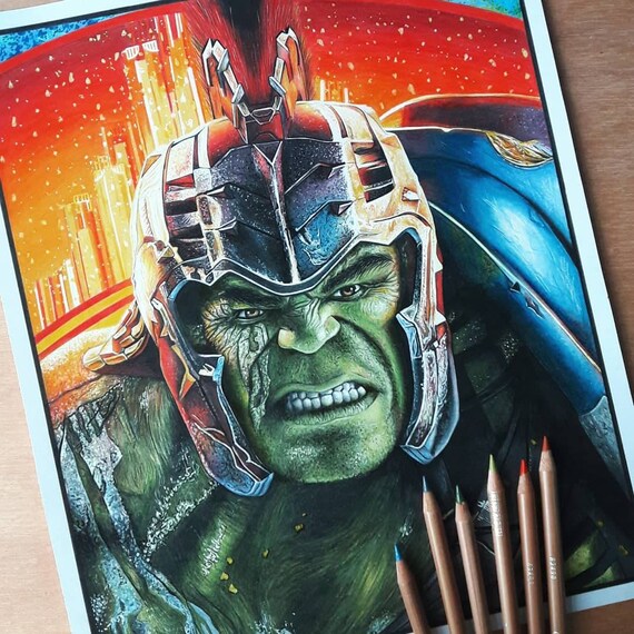 Original Drawing Marvel Portrait Hulk Bruce Banner Etsy