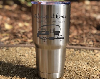 Travel trailer, camping, Motor Home, RV personalized Laser Engraved 32 oz Insulated Tumbler