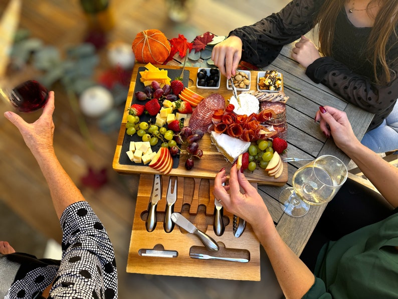 Personalized Charcuterie Board Set 19pcs Cheese Board And Knife Set Realtor Closing gift Custom Charcuterie board Christmas Wedding Gift image 7