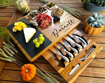 Personalized Charcuterie Board Set 19pcs Cheese Board And Knife Set Realtor Closing gift Custom Charcuterie board Christmas Wedding Gift