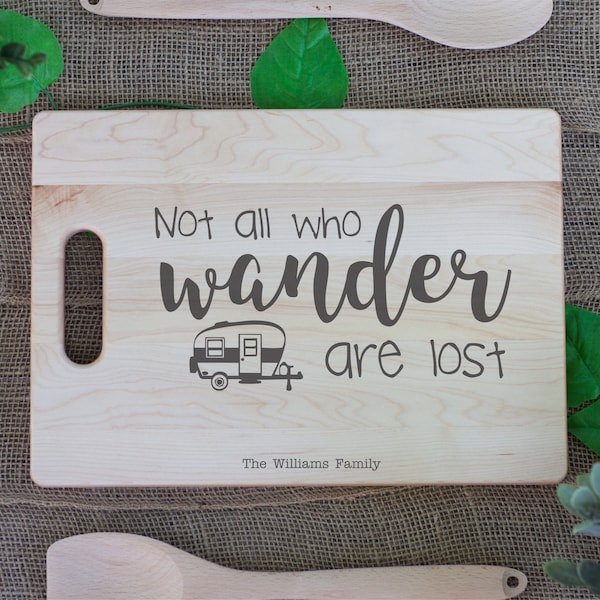 Travel trailer, camping, RV personalized cutting board