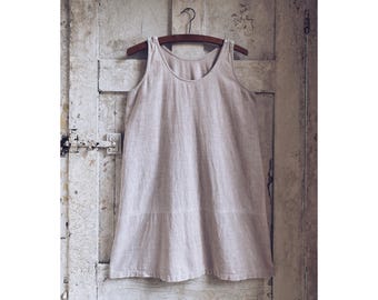 Antique French Dress, Shift, Smock, Nightdress, Nightgown, Pale pink cotton. A line. C 1920