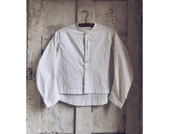 Antique French Blouse, White Cotton, Shirt, Chemisier, C1900.