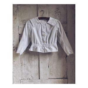 Antique French Cotton Cropped Jacket: Sailors Collar, Corduroy Piqué c1900