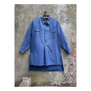 French Long Workshirt, Shirt, Workwear, Chore shirt, Faded Blue, Cotton, 1940s 1950s