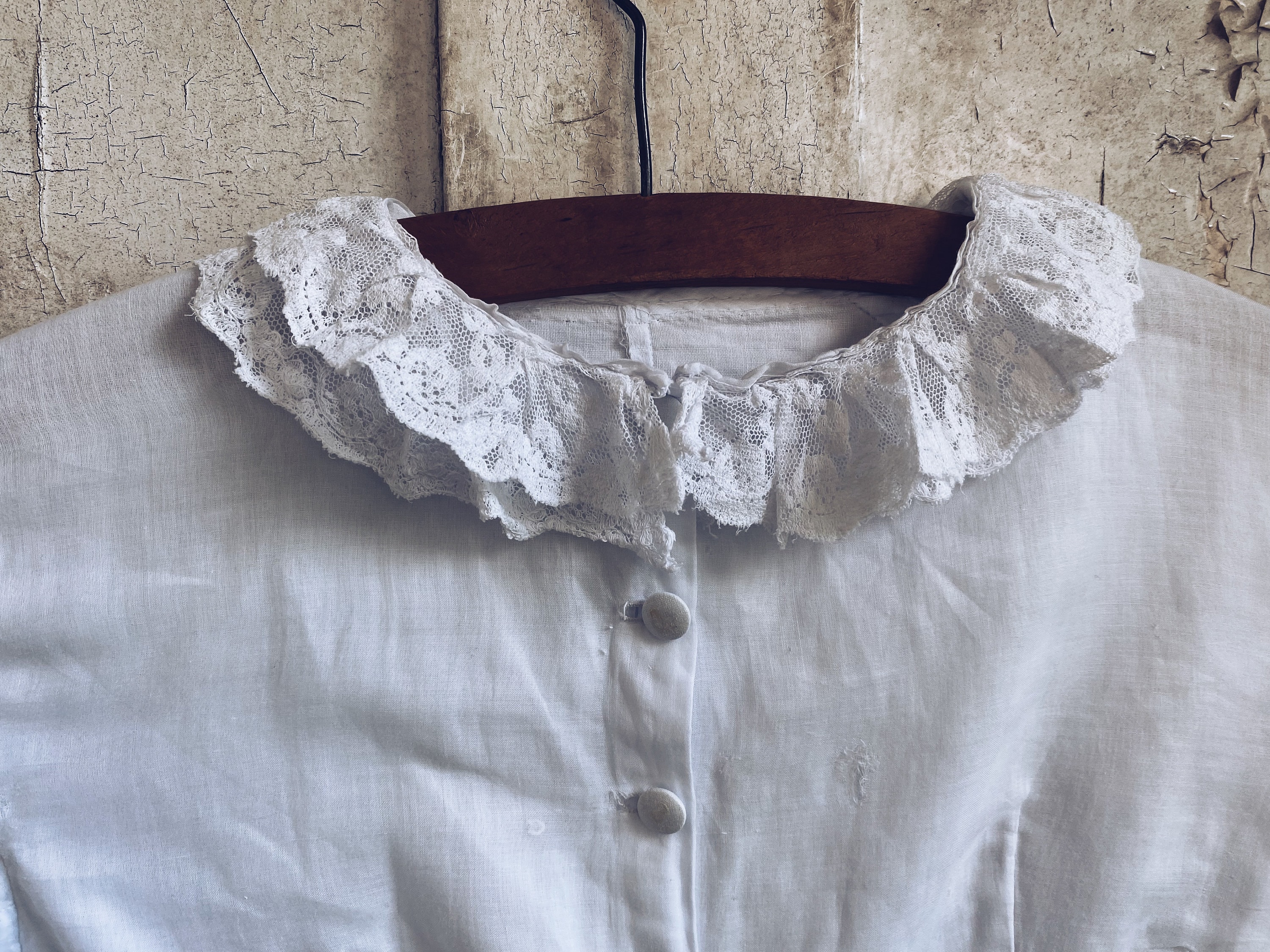 Antique French White Cotton Blouse, Bodice, Fitted Top, Shirt 
