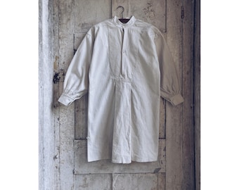 Antique French Linen Smock, Peasant Workwear, c 1900