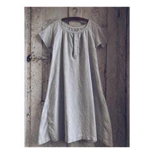 Antique French Linen Cotton Night dress, Dress, Night gown, Nighty,  Smock. c 1900