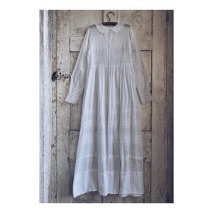 Antique French Cotton Gauze Dress: 1920s Communion Gown, Teen Size