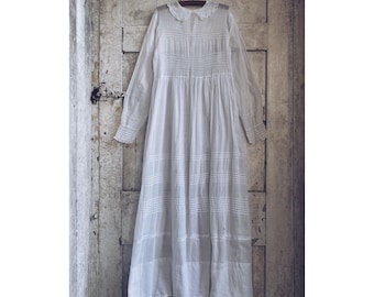 Antique French Cotton Gauze Dress: 1920s Communion Gown, Teen Size