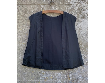 French Black Silk Waiscoat, Bespoke made, Vintage. C 1950