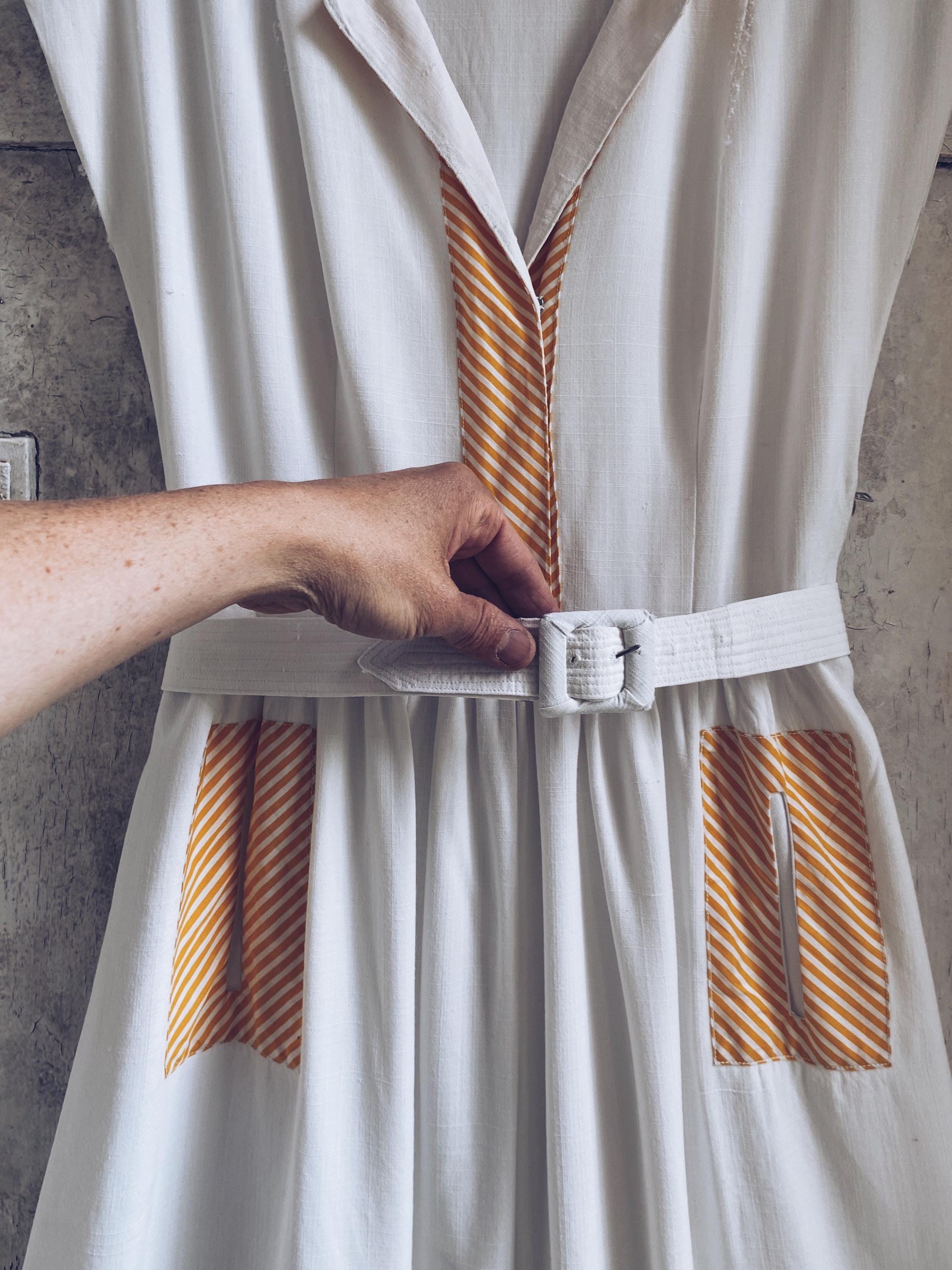 Antique French Linen Dress: 1920s Art Deco White Cotton Accents - Etsy