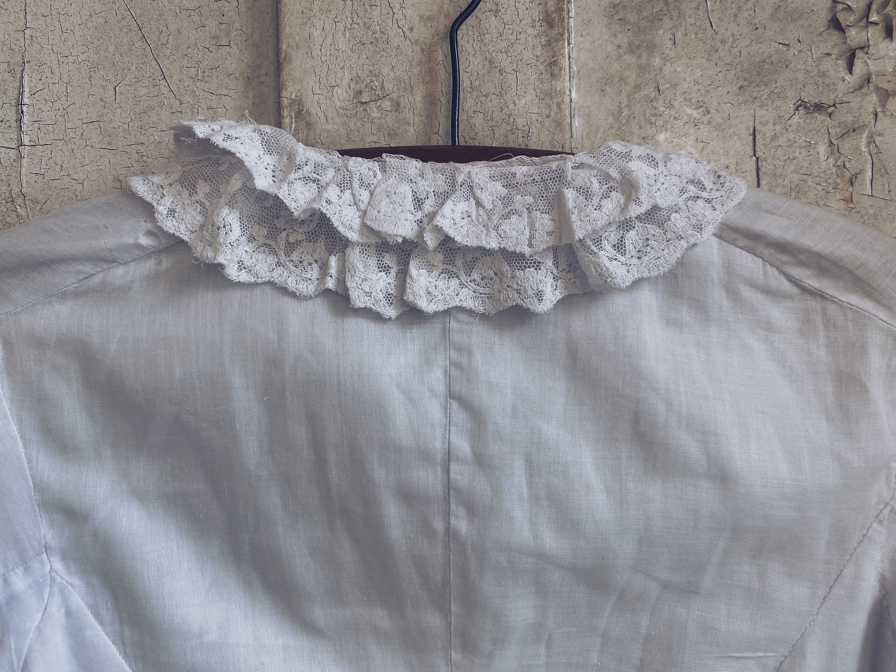 Antique French White Cotton Blouse, Bodice, Fitted Top, Shirt 