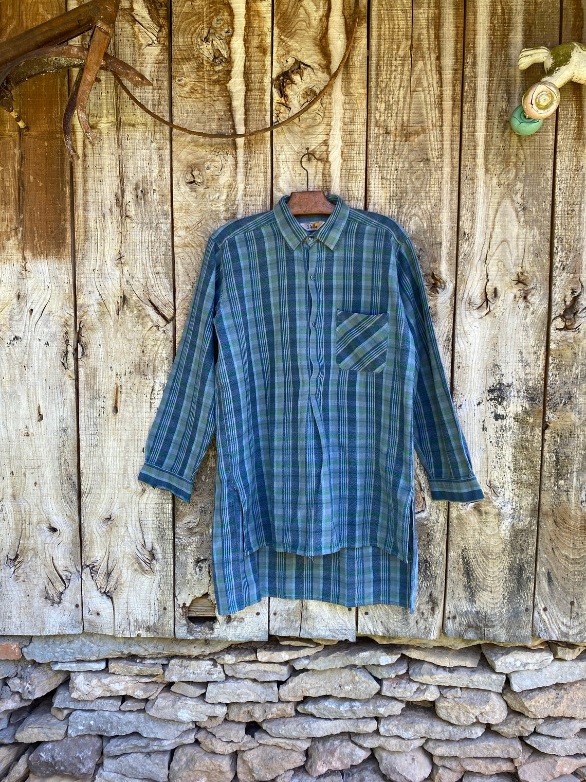 Vintage 1950s French Work Peasant Smock Shirt . Grandad - Etsy Canada