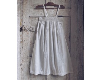 Antique French Cotton Night Dress, Crochet Detail, Victoriana c1910