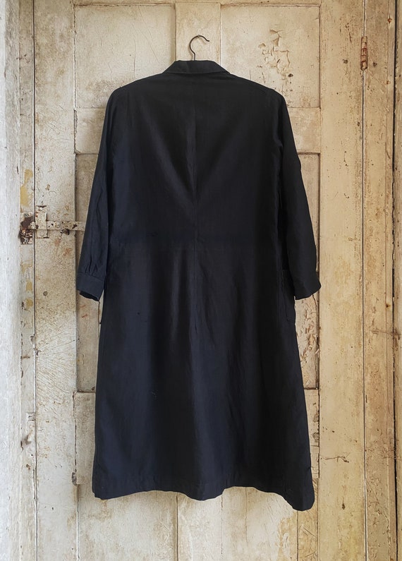 Antique French Black Cotton moleskin Workdress Dr… - image 3