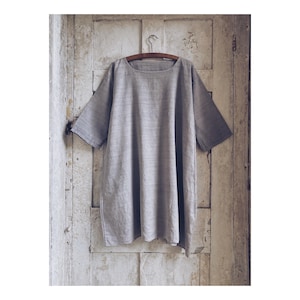 Antique French Grey Linen Smock, Dress, Shift, Overdress. C 1900