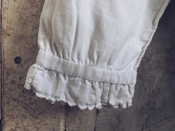 Antique French White Cotton Flannel Shirt Blouse … - image 2