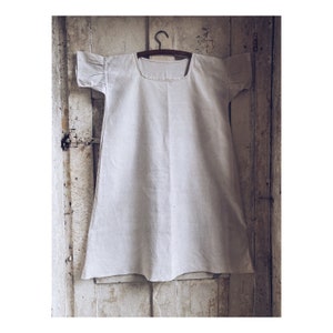 Antique French White Linen Smock, Dress, Nightgown. C1900