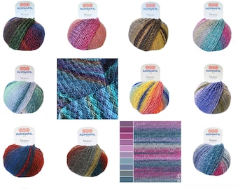 Adriafil Chunky Italian Knitting Yarn - Mistero Multi-Coloured Striped 50g Ball