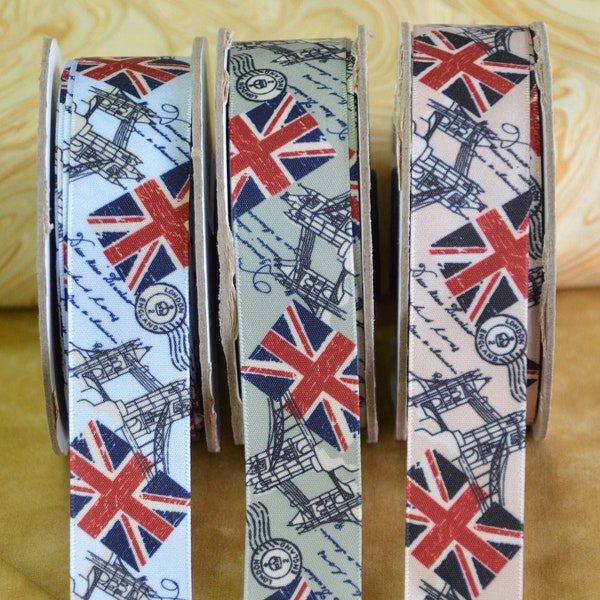 British Coronation Union Jack Ribbon | UK Flags Postmark Tower Bridge Trimming