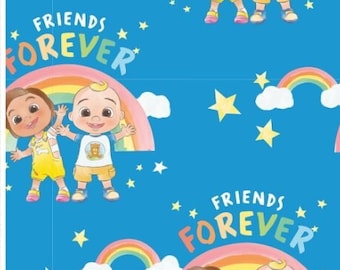 CoComelon Fabric Fat Quarters | Cotton Childrens Kids TV Material | Patchwork Quilting Sewing Craft