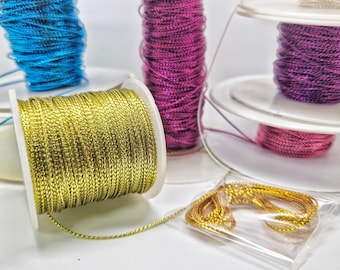 1mm Goldwork Couching Cord Braided Lurex Metallic String 3 METRES