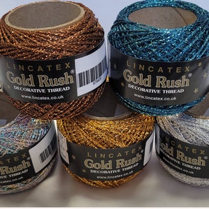 Gold Rush Goldfingering Metallic Yarn Lincatex 20g 4 ply Crochet Knitting image 7