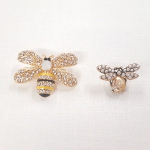 Diamante Bumblebee Button | Bee Shank Buttons Gold, Black, White and Yellow