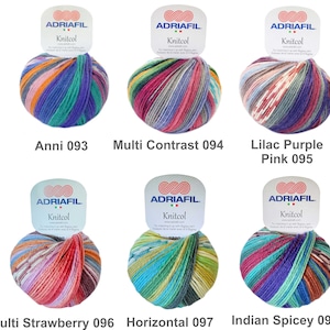 50g Adriafil Knitcol DK Self-Striping Machine Washable Merino Knitting & Crochet Wool Yarn image 10